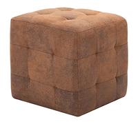 Solivagant 2 pcs Poufs Marron 30 x 30 x 30 cm Similicuir Daim,(3.68 KG)