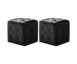 Solivagant 2 pcs Poufs Noir 30 x 30 x 30 cm Tissu Velours,(3.68 KG)