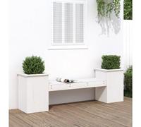 Solivagant Banc avec jardinières Blanc 184,5x39,5x56,5 cm Bois Massif pin,(21.05 KG)