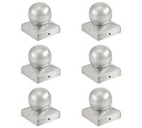 Solivagant Bouchons de Poteau 6 pcs Globe Final Métal galvanisé 71x71 mm,(3.62 KG)