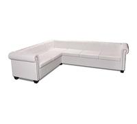 Solivagant Canapé d'angle Chesterfield 6 Places Cuir Artificiel Blanc,(87.2 KG)