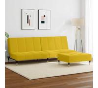 Solivagant Canapé-lit à 2 Places avec Repose-Pied Jaune Velours,(31.9 KG)
