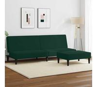 Solivagant Canapé-lit à 2 Places avec Repose-Pied Vert foncé Velours,(31.8 KG)