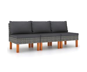 Solivagant Canapés centraux 3 pcs Résine tressée et Bois d'eucalyptus,(25.6 KG)