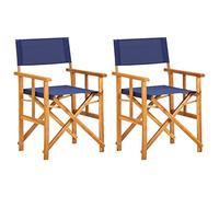 Solivagant Chaises de metteur en scène Lot de 2 Bois Massif d'acacia Bleu,(9 KG)