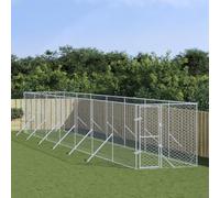 Solivagant Chenil d'extérieur pour Chiens argenté 2x14x2 m Acier galvanisé,(90.1 KG)