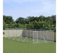 Solivagant Chenil d'extérieur pour Chiens argenté 4x12x2 m Acier galvanisé,(90.1 KG)