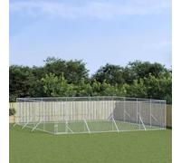 Solivagant Chenil d'extérieur pour Chiens argenté 8x8x2 m Acier galvanisé,(90.1 KG)