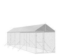 Solivagant Chenil d'extérieur pour Chiens avec Toit argenté 2x10x2,5 m,(82.35 KG)