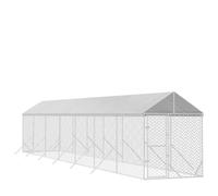 Solivagant Chenil d'extérieur pour Chiens avec Toit argenté 2x14x2,5 m,(108.7 KG)