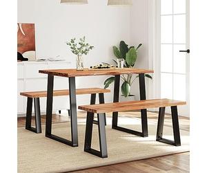 Solivagant Ensemble à Manger 3 pcs avec Bord Vivant Bois Massif d'acacia,(39.2 KG)