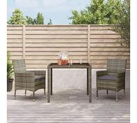 Solivagant Ensemble à Manger de Jardin 3 pcs Coussins Gris résine tressée,(32.6 KG)