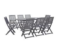 Solivagant Ensemble à Manger de Jardin 9 pcs Bois d'acacia Massif Gris,(59 KG)