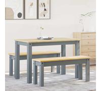 Solivagant Ensemble à Manger Panama 3 pcs Gris Bois de pin Massif,(32.7 KG)