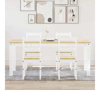 Solivagant Ensemble à Manger Panama 5 pcs Blanc Bois de pin Massif,(51 KG)