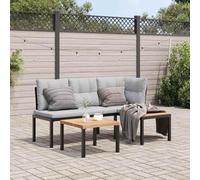 Solivagant Ensemble de Banc de Jardin avec Coussins 3 pcs Noir,(36.25 KG)-3648
