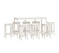 Solivagant Ensemble de Bar 9 pcs Blanc Bois de pin Massif,(75.08 KG)