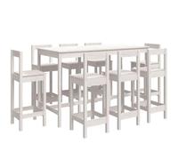 Solivagant Ensemble de Bar 9 pcs Blanc Bois de pin Massif,(80.12 KG)