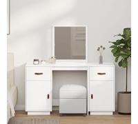 Solivagant Ensemble de Coiffeuse avec Miroir Blanc Bois de pin Solide,(36.96 KG)