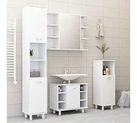 Solivagant Ensemble de Meubles de Salle de Bain 4pcs Blanc Bois ingénierie,(70.16 KG)