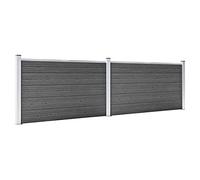 Solivagant Ensemble de Panneau de clôture WPC 353x105 cm Noir,(33.8 KG)
