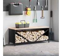 Solivagant Étagère à Bois de Chauffage avec Plateau en Bois Noir,(12.95 KG)