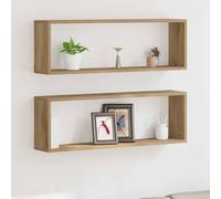 Solivagant Étagère Murale avec étagère 2 pcs Chêne Artisan 80 x 15 x 26 cm,(7.4 KG)