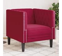 Solivagant Fauteuil Chesterfield Rouge Bordeaux Velours,(16.4 KG)