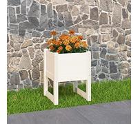 Solivagant Jardinière Blanc 40x40x52,5 cm Bois Massif de pin,(6.35 KG)