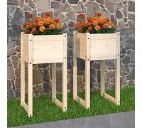 Solivagant Jardinières 2 pcs 40x40x81 cm Bois Massif de pin,(14.5 KG)