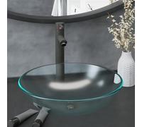 Solivagant Lavabo de Bain avec Robinet et Drain à Poussoir Verre trempé,(8.08 KG)-8447