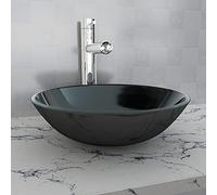 Solivagant Lavabo Verre trempé 42 cm Noir,(6.9 KG)