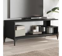 Solivagant Meuble TV Noir Bois d'ingénierie et Acier Enduit de Poudre,(15.62 KG)