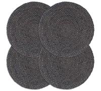 Solivagant Napperons 4 pcs Gris foncé Plain 38 cm Rond Jute,(0.98 KG)