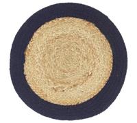 Solivagant Napperons 4 pcs Naturel et Bleu Marine 38 cm Jute et Coton,(0.98 KG)