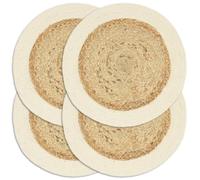 Solivagant Napperons 4 pcs Naturel Plain 38 cm Rond Jute et Coton,(0.84 KG)