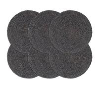Solivagant Napperons 6 pcs Gris foncé Plain 38 cm Rond Jute,(1.4 KG)
