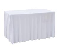 Solivagant Nappes élastiques de Table avec Jupon 2 pcs 183x76x74cm Blanc,(1.9 KG)