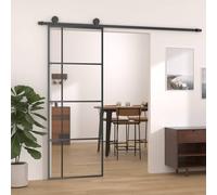Solivagant Porte coulissante Verre ESG et Aluminium 76x205 cm Noir,(22 KG)-1678