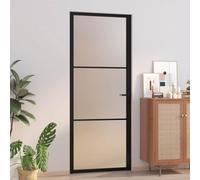 Solivagant Porte intérieure 83x201,5 cm Noir Verre Mat et Aluminium,(25 KG)-0553