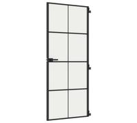 Solivagant Porte intérieure Mince Noir 83x201,5 cm Verre trempé Aluminium,(28 KG)-5127