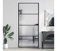 Solivagant Porte intérieure Mince Noir 93x201,5 cm Verre trempé Aluminium,(25 KG)-5120