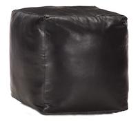 Solivagant Pouf 40 x 40 x 40 cm Noir Cuir véritable de chèvre,(10.2 KG)
