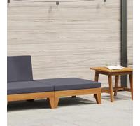 Solivagant Repose-Pied sectionnel avec Coussin Gris foncé Bois d'acacia,(8.8 KG)