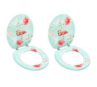 Solivagant Sièges de Toilette avec Couvercle 2 pcs MDF Design de Flamant,(7.4 KG)