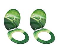 Solivagant Sièges de Toilette avec Couvercle 2 pcs MDF Vert Gouttes d'eau,(7.4 KG)
