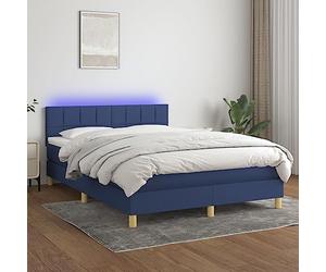 Solivagant Sommier à Lattes de lit avec Matelas LED Bleu 140x190 cm Tissu,(58.18 KG)-3715