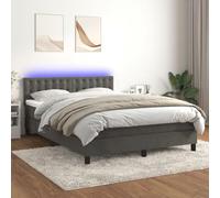 Solivagant Sommier à Lattes de lit avec Matelas LED Gris foncé 140x190 cm,(59.78 KG)-4640