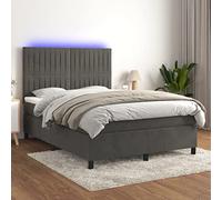 Solivagant Sommier à Lattes de lit avec Matelas LED Gris foncé 140x190 cm,(69.18 KG)