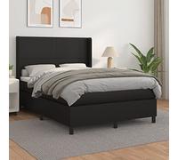 Solivagant Sommier à Lattes de lit avec Matelas Noir 140x190 cm Similicuir,(72.68 KG)